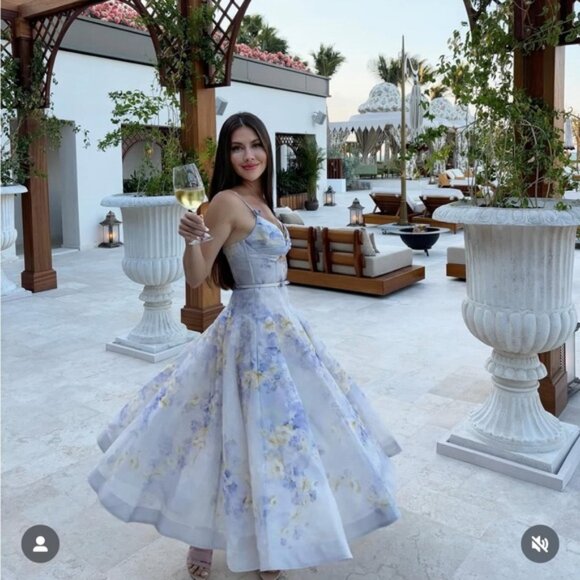 Zimmermann Floral Twist Front Organza Silk Linen Midi Dress Lilac Floral 8 NWT - Picture 4 of 17